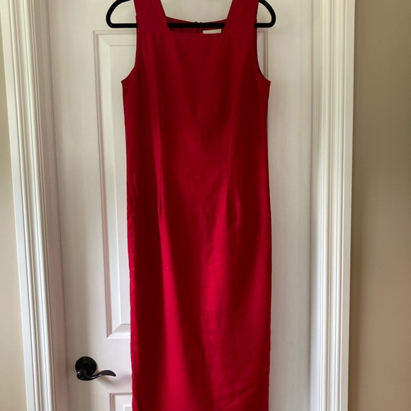 VTG Mosaic Red 2 Pc Maxi Dress W Jacket Sz 8 Linen Rayon Blend Fully Lined Dress - Picture 2 of 5